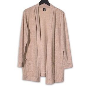 City Streets Cardigan‎ Womens XXL Beige Knit Pockets Long Sleeve Lightweight